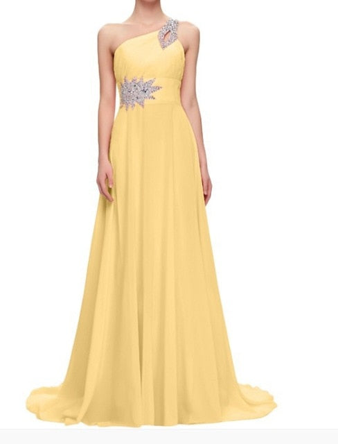 Women's formal prom evening dress beading sleeveless chiffon long wedding party dress Plus size Ceremony Cocktail Dresses