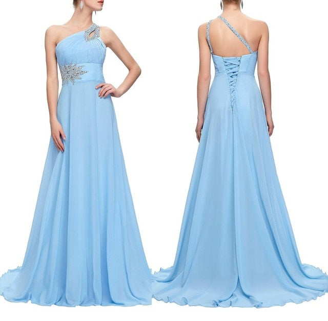 Women's formal prom evening dress beading sleeveless chiffon long wedding party dress Plus size Ceremony Cocktail Dresses