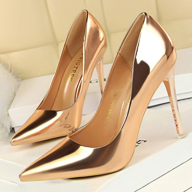 BIGTREE Shoes Woman Pumps Patent Leather High Heels Shoes Women Basic Pump Wedding Shoes Female Stiletto Women Heel Plus Size 43