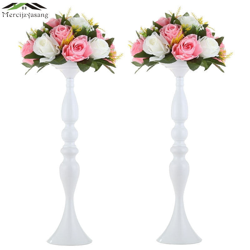 Mercijzyasang Metal Candle Holders Flowers Vase/Stand Candlestick White Candle Holder Floor Vase Wedding/Table Centerpieces 03