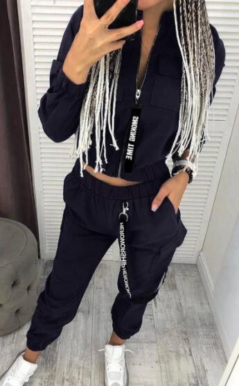 Long Sleeve Zipper Tops&women Pants Streetwear Track Suit Casual Women Set 2 Pieces