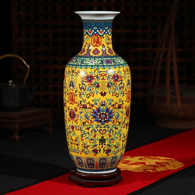 Luxury Jingdezhen Antique Longevity Porcelain Enamel Floor Vase Classical Decoration Large Chinese Vases Ancient Palace Vases