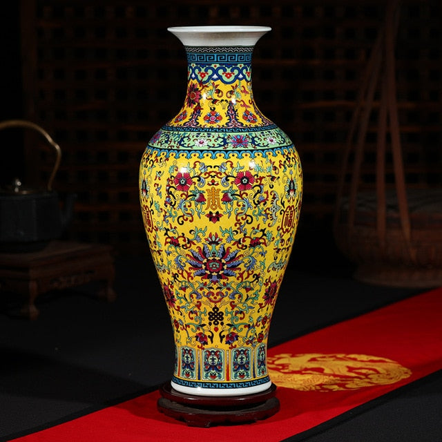 Luxury Jingdezhen Antique Longevity Porcelain Enamel Floor Vase Classical Decoration Large Chinese Vases Ancient Palace Vases