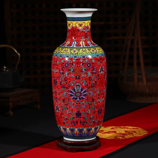 Luxury Jingdezhen Antique Longevity Porcelain Enamel Floor Vase Classical Decoration Large Chinese Vases Ancient Palace Vases