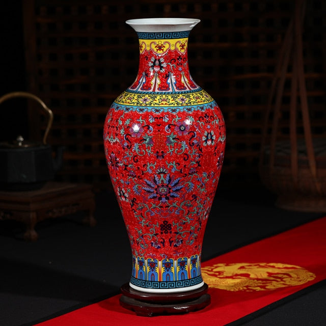 Luxury Jingdezhen Antique Longevity Porcelain Enamel Floor Vase Classical Decoration Large Chinese Vases Ancient Palace Vases