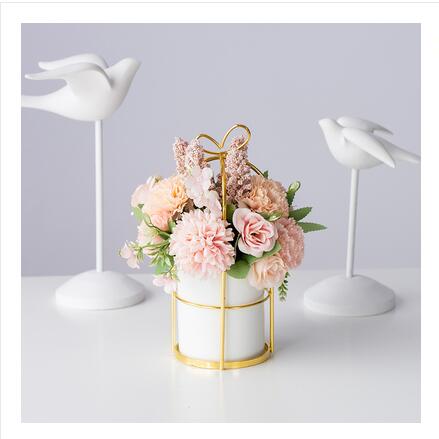 European Ceramic Vase Office Coffee Desktop Artificial Flower Pot Home Furnishing Decoration Crafts Livingroom Table Ornaments