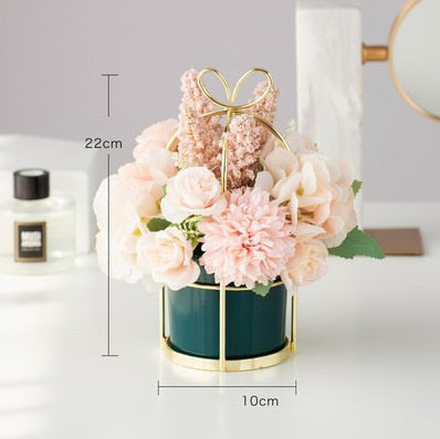 European Ceramic Vase Office Coffee Desktop Artificial Flower Pot Home Furnishing Decoration Crafts Livingroom Table Ornaments