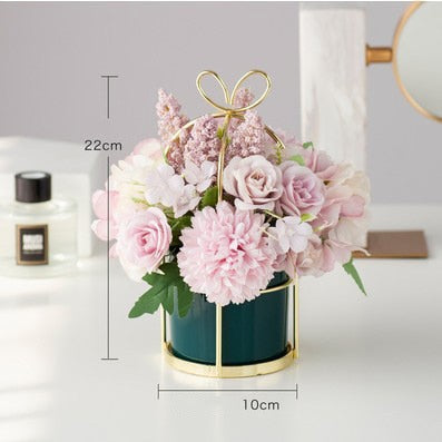 European Ceramic Vase Office Coffee Desktop Artificial Flower Pot Home Furnishing Decoration Crafts Livingroom Table Ornaments