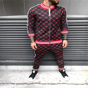 New 3D Colorful Plaid Men Sport Zipper suit Autumn Tracksuit Set Male Sweatshirt Running Jackets Men Tracksuit Sets gym Mens set