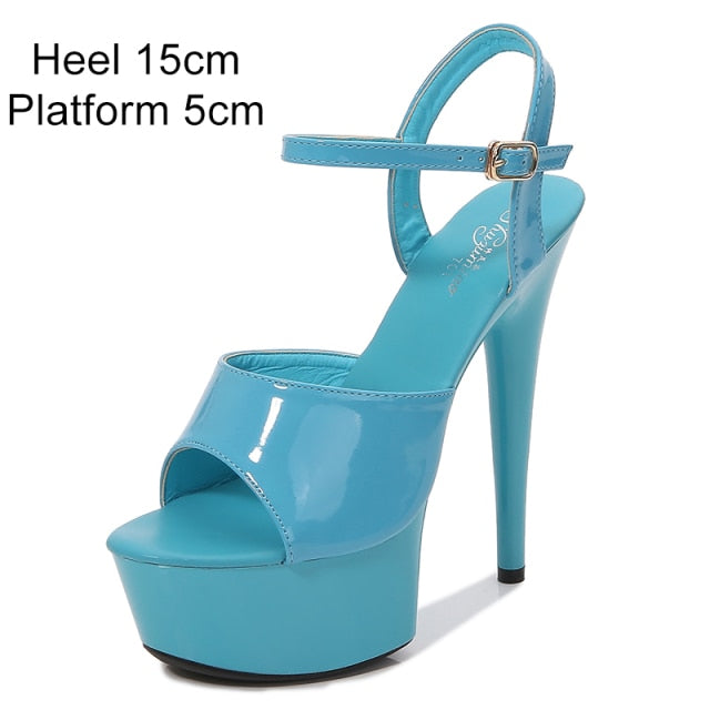 Women Shoes Sexy Thick Bottom Sandals 13 15 17 20cm Platform Girls Shoe High Heels Party Club toes Steel Tube Dancing