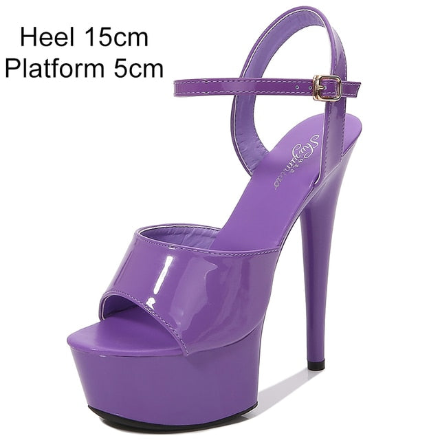 Women Shoes Sexy Thick Bottom Sandals 13 15 17 20cm Platform Girls Shoe High Heels Party Club toes Steel Tube Dancing