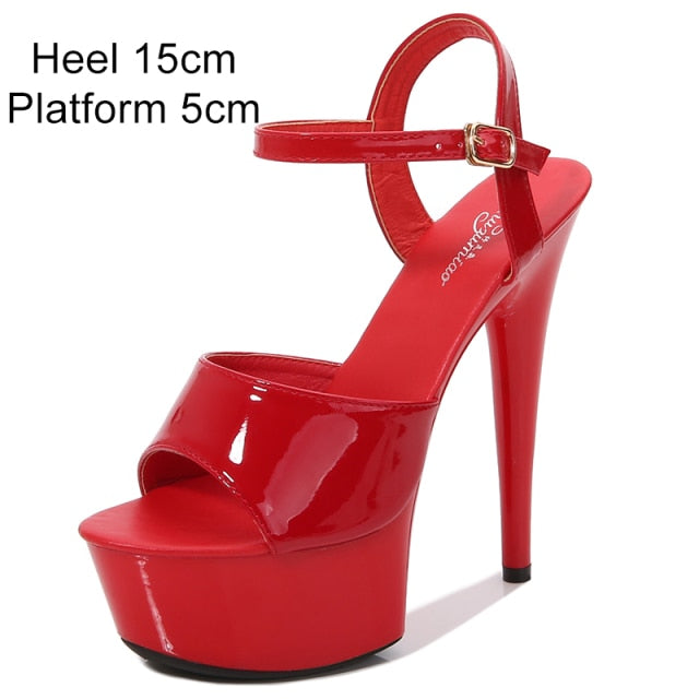 Women Shoes Sexy Thick Bottom Sandals 13 15 17 20cm Platform Girls Shoe High Heels Party Club toes Steel Tube Dancing