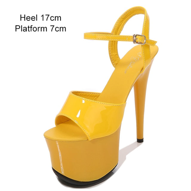 Women Shoes Sexy Thick Bottom Sandals 13 15 17 20cm Platform Girls Shoe High Heels Party Club toes Steel Tube Dancing