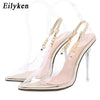 Eilyken Transparent Pumps Women Sexy Pointed Toe Chain Design Crystal Heel Ladies Shoes Stiletto High Heels Wedding Dress Shoes