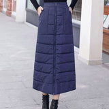 M-5XL Women's Skirts Fashion Winter Skirt 2020 New Windproof and Warm Zipper Down Cotton Skirt Large Size Black Skirts K1005