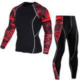 Mens Running Set Compression T-Shirt + Pants Sport Long Sleeves T Shirts Fitness Rashguard Men Gym Leggings Clothes Tight Suit