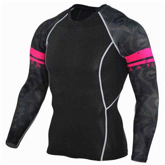 Mens Running Set Compression T-Shirt + Pants Sport Long Sleeves T Shirts Fitness Rashguard Men Gym Leggings Clothes Tight Suit