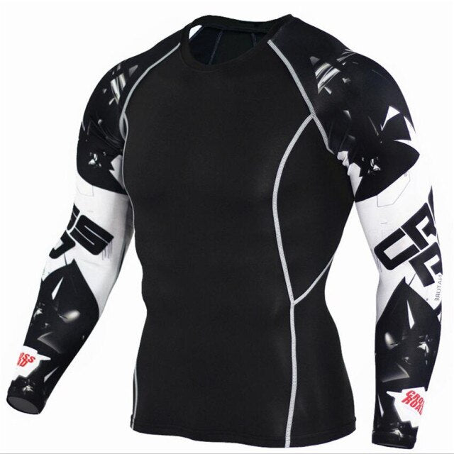 Mens Running Set Compression T-Shirt + Pants Sport Long Sleeves T Shirts Fitness Rashguard Men Gym Leggings Clothes Tight Suit