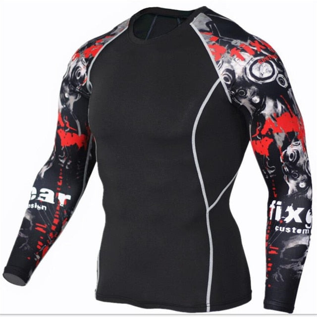 Mens Running Set Compression T-Shirt + Pants Sport Long Sleeves T Shirts Fitness Rashguard Men Gym Leggings Clothes Tight Suit