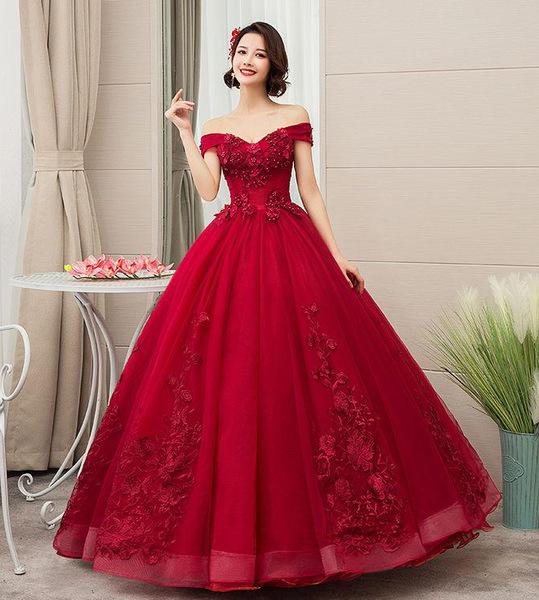 Quinceanera Dresses 2021 New Elegant Boat Neck Luxury Lace Embroidery Vestidos De 15 Anos Party Prom Vintage Quinceanera Gown F