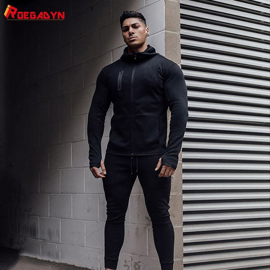 ROEGADYN Tracksuit For Men Hoodie Fitness Gym Clothing Men Running Set Sportswear Jogger Men'S Tracksuit Winter Suit Sports Gym