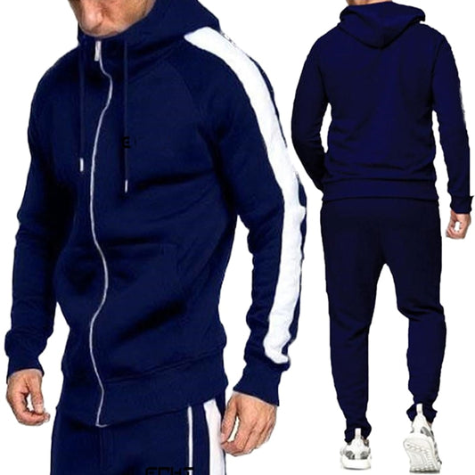 2Pcs Men Hoodie Tops Joggers Pants Tracksuit Set Running Jogging Gym Sports Wear Hooded Pants Sweat Suit Exercise Workout Set