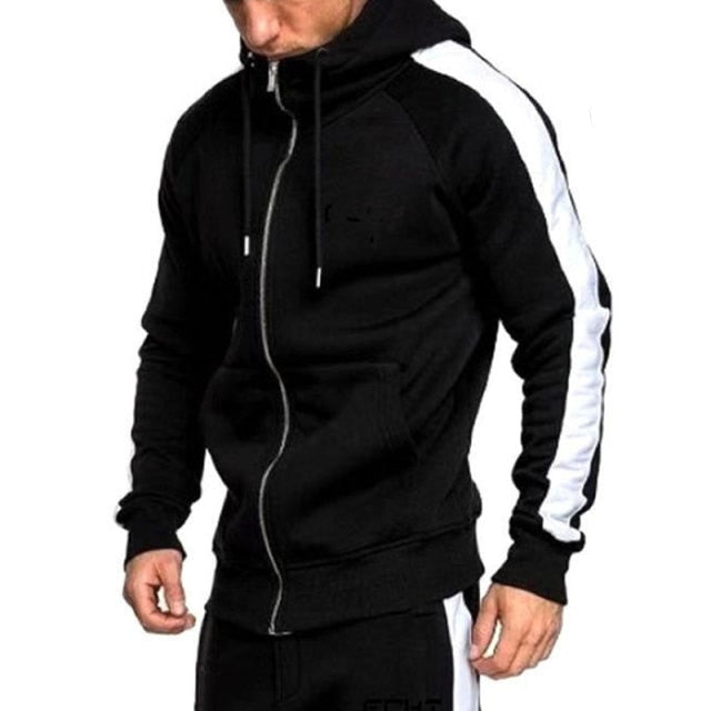 2Pcs Men Hoodie Tops Joggers Pants Tracksuit Set Running Jogging Gym Sports Wear Hooded Pants Sweat Suit Exercise Workout Set