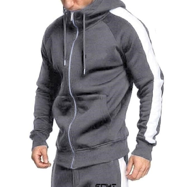 2Pcs Men Hoodie Tops Joggers Pants Tracksuit Set Running Jogging Gym Sports Wear Hooded Pants Sweat Suit Exercise Workout Set