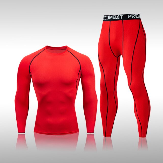 Men's Long-Sleeved Solid Color Compression Quick-Drying Sports Underwear Set Riding Running Fitness Gym Rashguard Sportswear