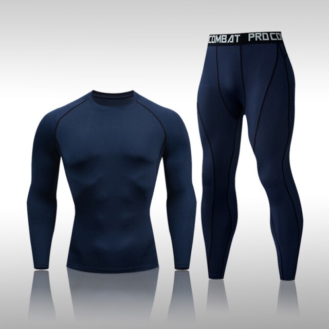 Men's Long-Sleeved Solid Color Compression Quick-Drying Sports Underwear Set Riding Running Fitness Gym Rashguard Sportswear