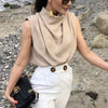 Elegant Stand Collar Soft Shirt Ladies Stylish Loose Blouses Casual Female Tops