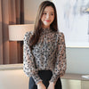 Women Chiffon Casual Stand Collar Floral Long Sleeve Printed shirt