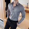 British Style New Solid Shirt Men Long Sleeve  Business Formal Wear Men Shirts Slim Fit Casual Blouse