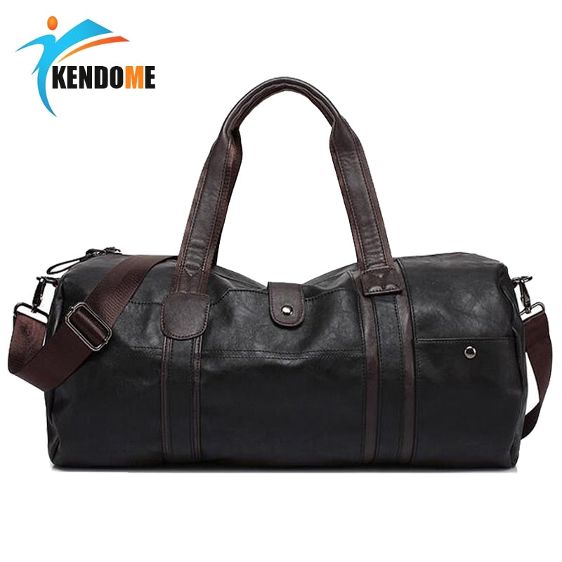 Cylindrical Soft Leather Gym Bag