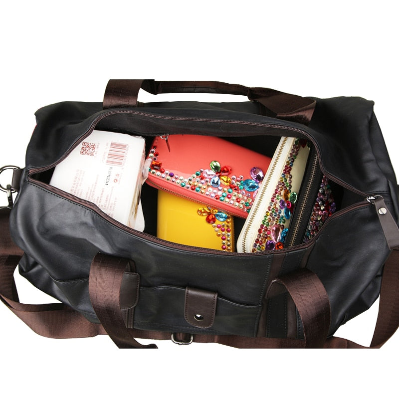 Cylindrical Soft Leather Gym Bag