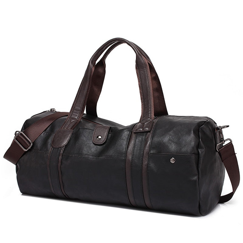 Cylindrical Soft Leather Gym Bag