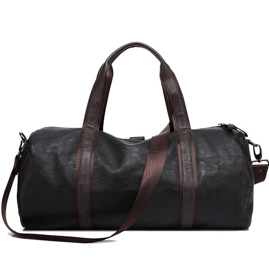 Cylindrical Soft Leather Gym Bag