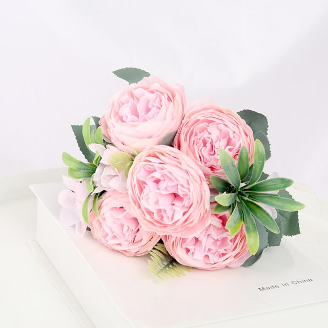 30cm Rose Silk Peony Artificial Flower Pink DIY Home Living Room Garden Wedding Decoration Fake Flowers for Vase Cheap Bouquet