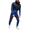 Fashion Men Turtleneck Gradual Change Color Tracksuit Set Hoodie Top+ High Waist Bottoms Joggers Gym Plain Zip Pockets Slim Fit