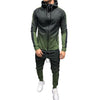 Fashion Men Turtleneck Gradual Change Color Tracksuit Set Hoodie Top+ High Waist Bottoms Joggers Gym Plain Zip Pockets Slim Fit