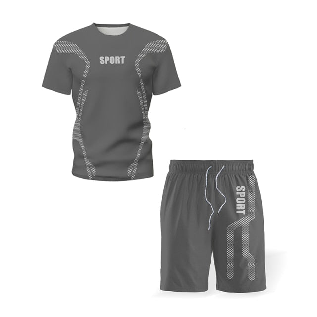 Tracksuit for Men Summer Shorts Sets Short Sleeve T-Shirt and Shorts Sets Casual Clothing Mens Sports Wear Gym Men Sweat Suits