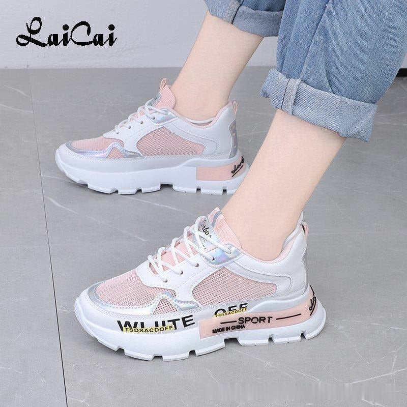 Sports Footwear Women's Running Shoes 2020 Summer New Mesh Breathable Platform Increased All-match Student's Shoes A7205