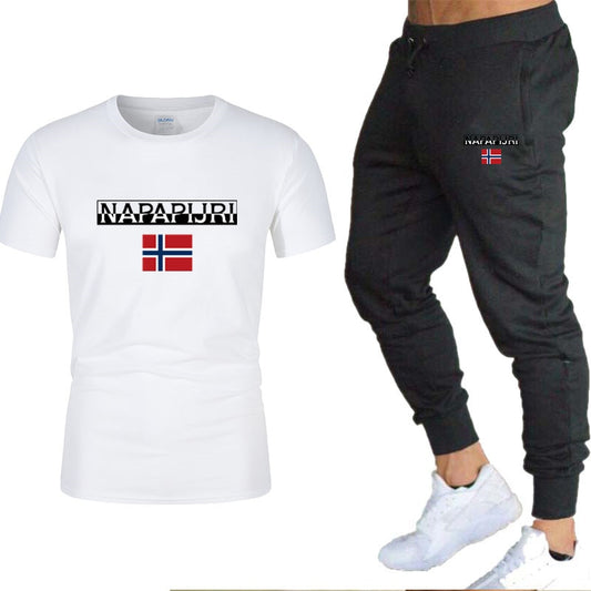 2021new brand men's T-shirt and trouser summer suit