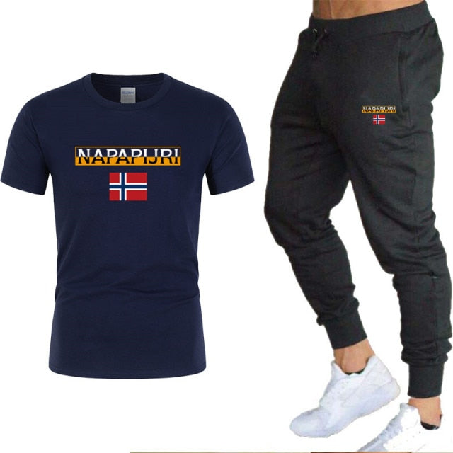 2021new brand men's T-shirt and trouser summer suit