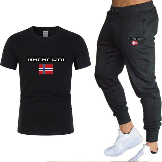 2021new brand men's T-shirt and trouser summer suit