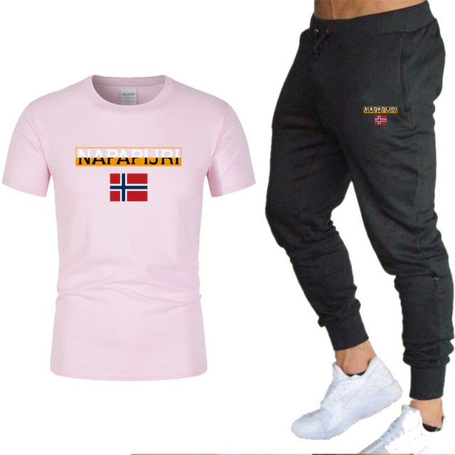 2021new brand men's T-shirt and trouser summer suit