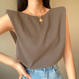Black Casual Backless Ladies  Sleeveless tops