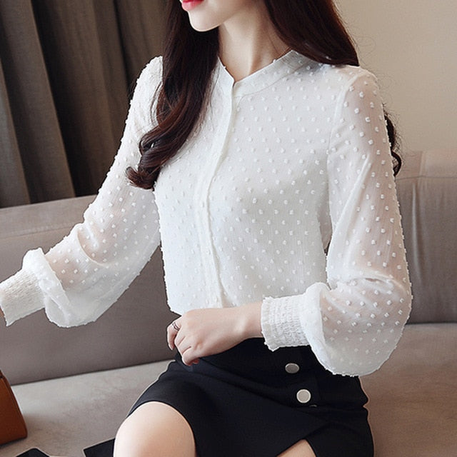 Woman long Sleeve  White Blouse  Office Work Wear Women Blouse Shirt Blusas