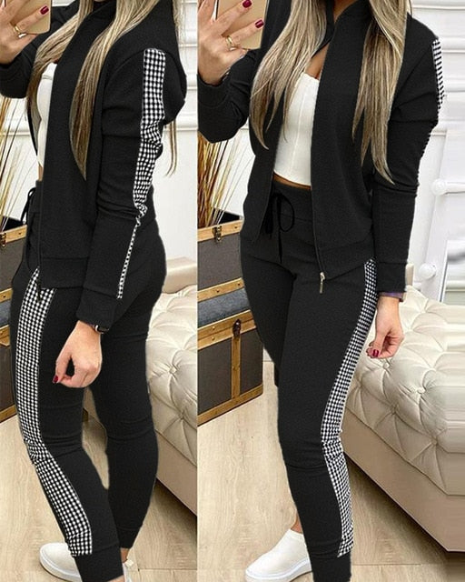 2021 Women Two Piece Set Outfits Autumn Women's Tracksuit Zipper Top And Pants Casual Sport Suit Winter 2 Piece Woman Set