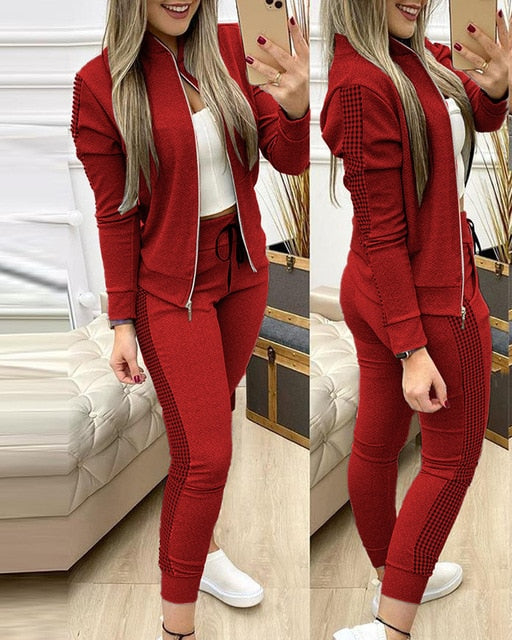 2021 Women Two Piece Set Outfits Autumn Women's Tracksuit Zipper Top And Pants Casual Sport Suit Winter 2 Piece Woman Set